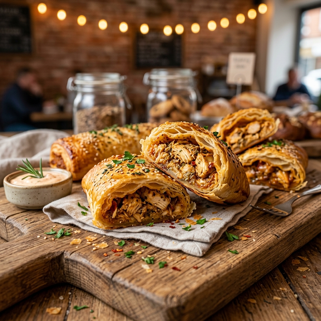 Fresh Crispy Chicken Rolls Display